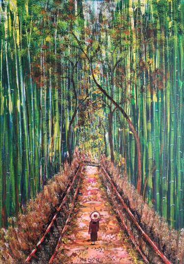Peinture intitulée ""Sagano Bamboo fore…" par Natalia Toderica, Œuvre d'art originale, Acrylique