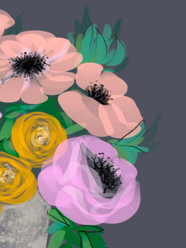 Pink bouquet Digital Arts titled "Pink bouquet" by Natalia Tremasova, Original Art, Digital Painting