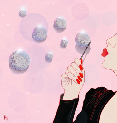 Digital Arts titled "Disco bubbles" by Natalia Tremasova, Original Artwork, Digital Painting