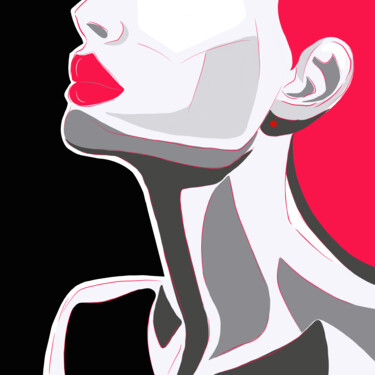 Woman with red lips Digital Arts titled "Woman with red lips" by Natalia Tremasova, Original Art, Digital Painting