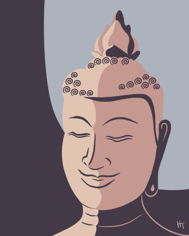 Digitale Kunst mit dem Titel "Buddha smiling" von Natalia Tremasova, Original-Kunstwerk, Digitale Malerei