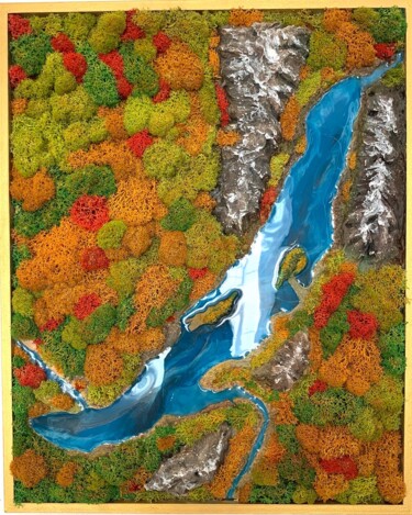 Pintura intitulada "Autumn on Baikal" por Natalia Volovchenko, Obras de arte originais, Resina