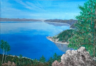 Painting titled "Baikal, view of the…" by Natalia Volovchenko, Original Artwork, Acrylic