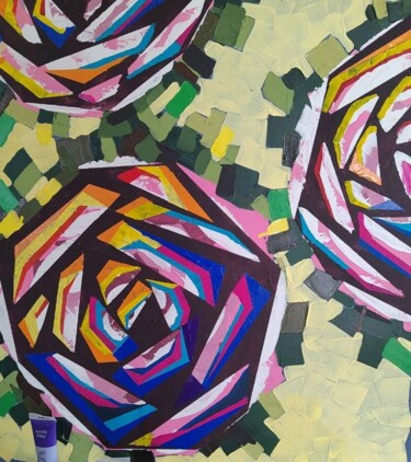 Картина под названием "Экспрессия цвета" - Natalia Vypritskaia, Подлинное произведение искусства, Акрил Установлен на Деревя…