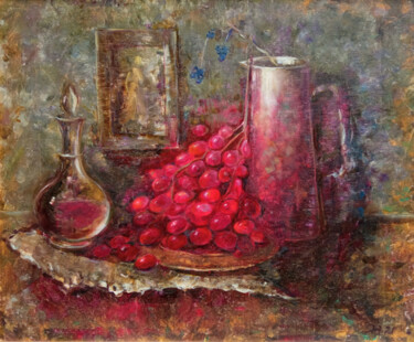 Painting titled "Still life with gra…" by Natalia Yakorieva, Original Artwork, Oil