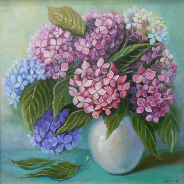 Schilderij getiteld "The Bouquet of hydr…" door Natalia Yakorieva, Origineel Kunstwerk, Olie