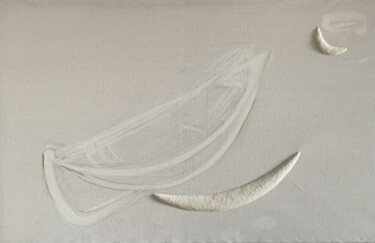 Painting titled "White canoe" by Natalia Yakorieva, Original Artwork, Acrylic