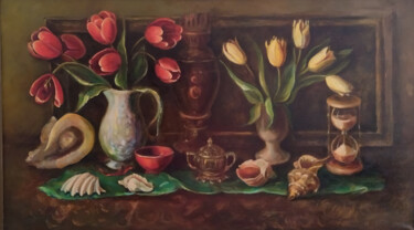 Pintura titulada "Still life with she…" por Natalia Yakorieva, Obra de arte original, Oleo