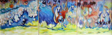 Painting titled "Four forces" by Natalia Yakorieva, Original Artwork, Oil