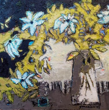 Peinture intitulée "September bouquet" par Natalia Yanekina, Œuvre d'art originale, Acrylique Monté sur Panneau de bois