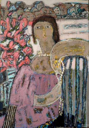 Pittura intitolato "On the other side" da Natalia Yanekina, Opera d'arte originale, Olio Montato su Pannello di legno