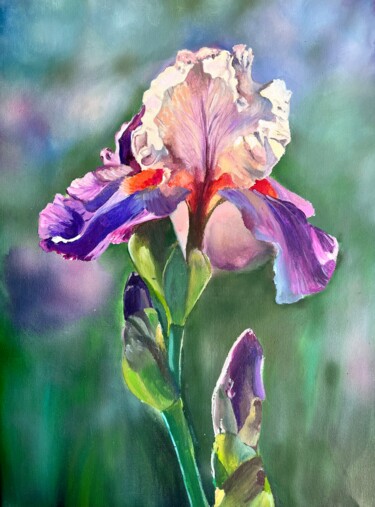 Painting titled "Iris original paint…" by Natalia Yangalycheva, Original Artwork, Acrylic