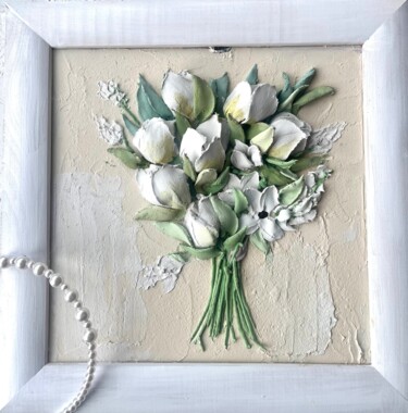 Картина под названием "Tulip painting whit…" - Natalia Yangalycheva, Подлинное произведение искусства, Акрил