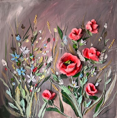 Pittura intitolato "Poppy 3d painting F…" da Natalia Yangalycheva, Opera d'arte originale, Acrilico