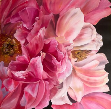 Pittura intitolato "Pink peony painting…" da Natalia Yangalycheva, Opera d'arte originale, Acrilico