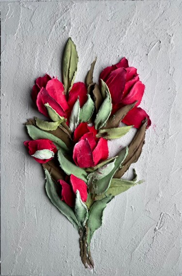 Painting titled "Red Tulip impasto a…" by Natalia Yangalycheva, Original Artwork, Acrylic