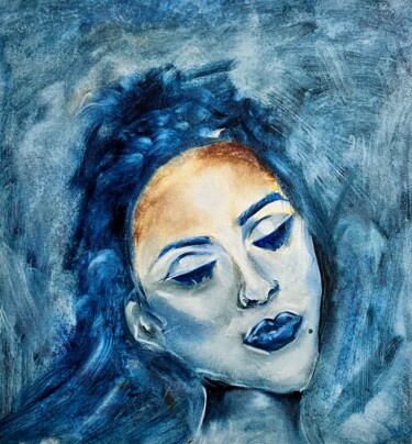 Ζωγραφική με τίτλο "Abstract face paint…" από Natalia Yangalycheva, Αυθεντικά έργα τέχνης, Λάδι