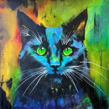 Pintura intitulada "Cats painting Abstr…" por Natalia Yangalycheva, Obras de arte originais, Acrílico