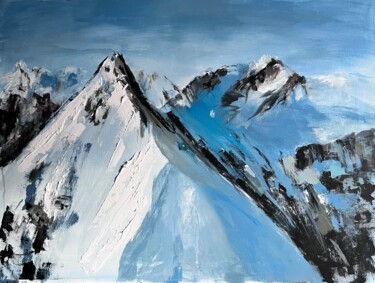 Pittura intitolato "Mountains painting…" da Natalia Yangalycheva, Opera d'arte originale, Acrilico