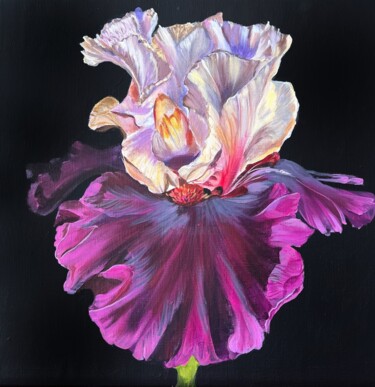 Painting titled "Iris realistic pain…" by Natalia Yangalycheva, Original Artwork, Acrylic