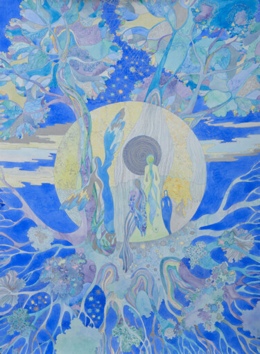 Pittura intitolato "Full Moon" da Natalia Zarali, Opera d'arte originale, Inchiostro