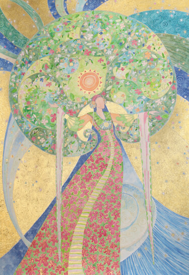 Painting titled "Spring Xenia" by Natalia Zarali, Original Artwork, Ink