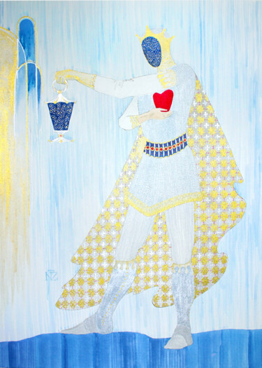 Malerei mit dem Titel "Lantern. King (Dipt…" von Natalia Zarali, Original-Kunstwerk, Tinte