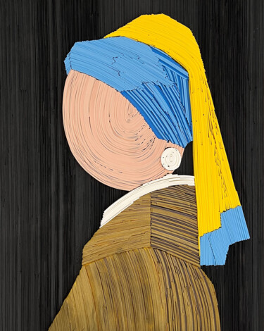 Peinture intitulée "Девушка с жемчужной…" par Natalia Zborovskaya (Kazeberg), Œuvre d'art originale, Tissu