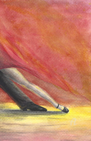 Painting titled "Die Flamme" by Natalia Zheleznova, Original Artwork, Watercolor