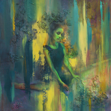 Peinture intitulée ""Aurora Borealis"" par Natalia Baykalova, Œuvre d'art originale, Huile Monté sur Châssis en bois