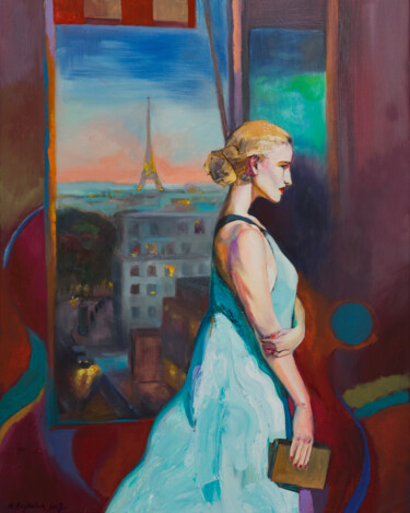 Pittura intitolato ""In the night air"" da Natalia Baykalova, Opera d'arte originale, Olio