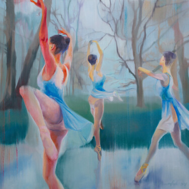 Картина под названием ""Pas de trois"" - Natalia Baykalova, Подлинное произведение искусства, Масло Установлен на Деревянная…
