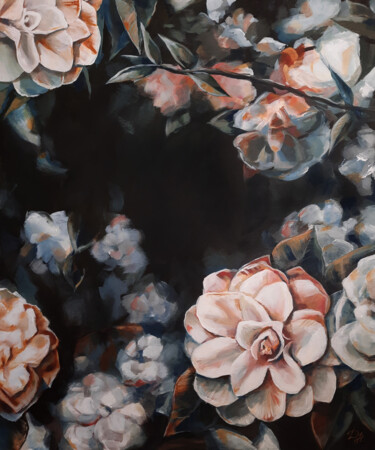 Painting titled "Flower garden" by Nataliia Dubrovskaia, Original Artwork, Acrylic