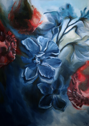 Peinture intitulée "Flowers in silence" par Nataliia Dubrovskaia, Œuvre d'art originale, Acrylique