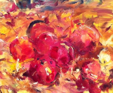 Painting titled "pomegranate" by Natalia Ivanova, Original Artwork, Oil Mounted on Wood Stretcher frame