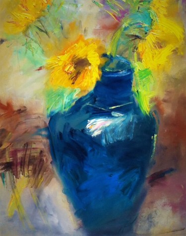 Painting titled "vase" by Natalia Ivanova, Original Artwork, Oil