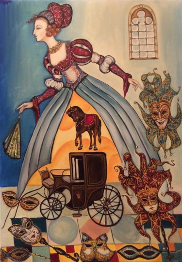 Malarstwo zatytułowany „Carnaval de Venise” autorstwa Natalia Karpova, Oryginalna praca, Olej