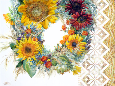 Malarstwo zatytułowany „Sunflower, Ukrainia…” autorstwa Natalia Kohal, Oryginalna praca, Akwarela