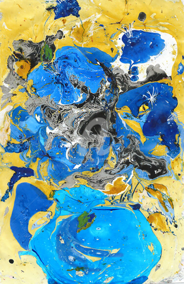 Ζωγραφική με τίτλο "Blue flowers" από Natalia Kuruch, Αυθεντικά έργα τέχνης, Ψηφιακή ζωγραφική