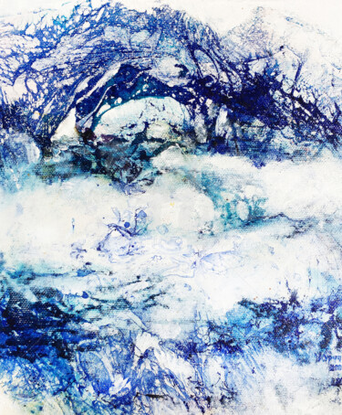 Painting titled "BLUE TREES" by Natalia Kuruch, Original Artwork, Digital Painting
