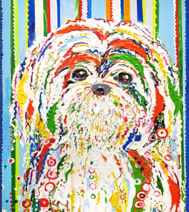 Painting titled "Shih Tzu Dog.jpg" by Natalia Kuruch, Original Artwork, Acrylic
