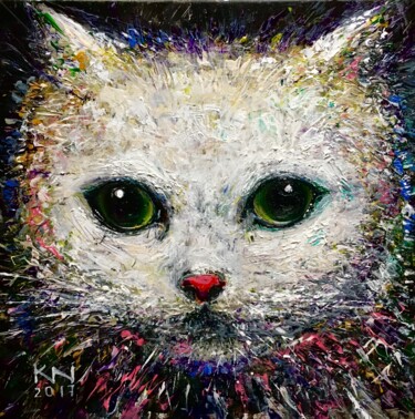 Digital Arts titled "Cat" by Natalia Kuruch, Original Artwork, Digital Painting Mounted on Plexiglass