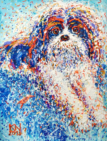 Peinture intitulée "BLUE  DOG" par Natalia Kuruch, Œuvre d'art originale, Acrylique