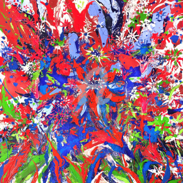 Peinture intitulée "Abstrait red flowers" par Natalia Kuruch, Œuvre d'art originale, Acrylique