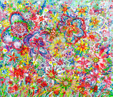 Painting titled "FLOWERS" by Natalia Kuruch, Original Artwork, Acrylic