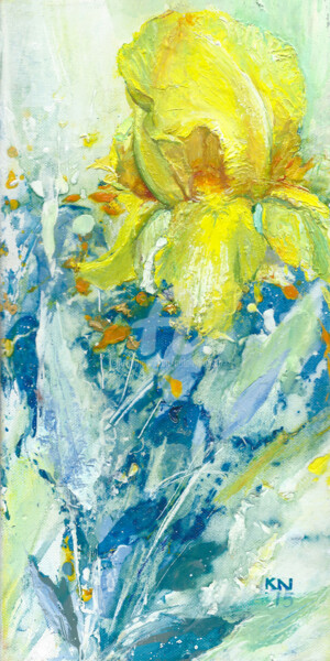 Schilderij getiteld "iris-yellow.jpg" door Natalia Kuruch, Origineel Kunstwerk, Olie