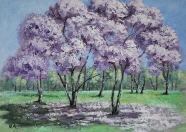 Painting titled "''Cherry blossom se…" by Natalie Aleksejeva (NatalieVerve), Original Artwork, Oil