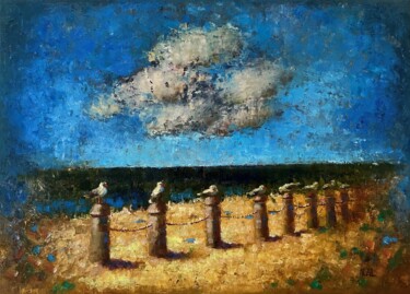 Peinture intitulée "''Beach guards'" par Natalie Aleksejeva (NatalieVerve), Œuvre d'art originale, Huile Monté sur Châssis e…