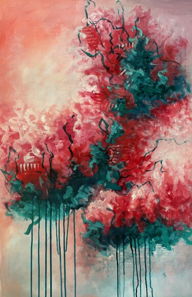 Peinture intitulée "Cherry blossoms" par Natalie Aleksejeva (NatalieVerve), Œuvre d'art originale, Acrylique Monté sur Châss…