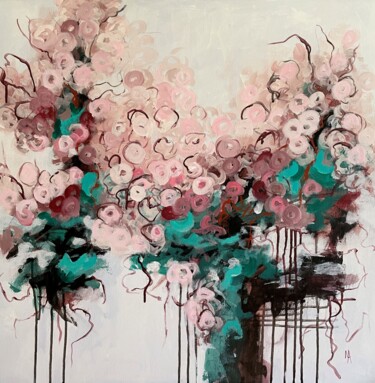 Painting titled "Apple blossom 2" by Natalie Aleksejeva (NatalieVerve), Original Artwork, Acrylic Mounted on Wood Stretcher…